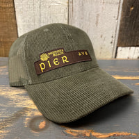 Hermosa Beach PIER AVE 6 Panel Corduroy Trucker Hat - Olive