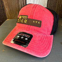 Hermosa Beach PIER AVE 6 Panel Low Profile "OTTO COMFY FIT" Trucker Hat - Red/Black