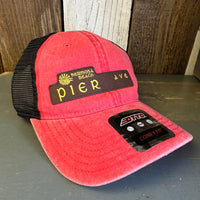 Hermosa Beach PIER AVE 6 Panel Low Profile "OTTO COMFY FIT" Trucker Hat - Red/Black