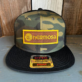 Hermosa Beach AS REAL AS THE STREETS Camouflage 6 Panel Mid Profile Mesh Back Snapback Trucker Hat - Dark Green/Brown/Black