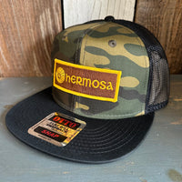 Hermosa Beach AS REAL AS THE STREETS Camouflage 6 Panel Mid Profile Mesh Back Snapback Trucker Hat - Dark Green/Brown/Black