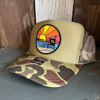 Hermosa Beach OBLIGATORY SUNSET Trucker Hat - CAMOUFLAGE Green/Light Loden/Green