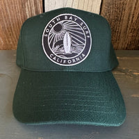 SOUTH BAY SURF (Navy Colored Patch) 6 Panel Mid Profile Baseball Cap - Dark Green