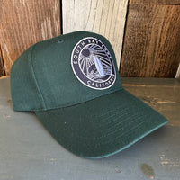 SOUTH BAY SURF (Navy Colored Patch) 6 Panel Mid Profile Baseball Cap - Dark Green