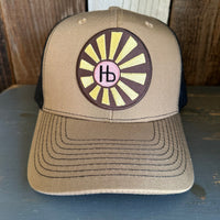 Hermosa Beach SUNBEAMS- 6 Panel Mesh Trucker Hat - Black/Coyote Brown