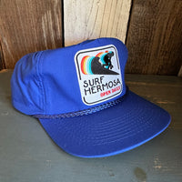 Hermosa Beach SURF HERMOSA :: OPEN DAILY 5 Panel Leather Strap Golf Cap - Royal Blue