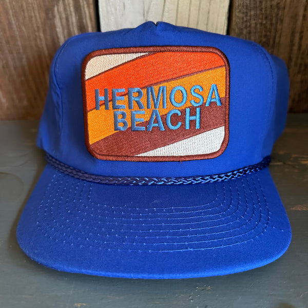 Hermosa Beach GOLF CARTS & YOGA PANTS 5 Panel Leather Strap Golf Cap - Royal Blue