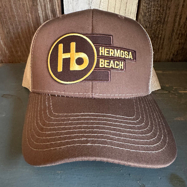 Hermosa Beach THE NEW STYLE - 6 Panel Structured Poly/Cotton Front Mesh Back Trucker Hat - Brown/Khaki