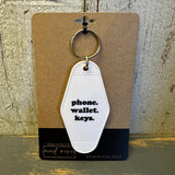 phone wallet keys - Retro Motel Keychain : Teal (white text)