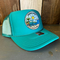 Hermosa Beach SHOREFRONT High Crown Trucker Hat - Jade Green