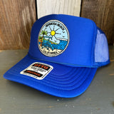 Hermosa Beach SHOREFRONT High Crown Trucker Hat - Royal Blue (Curved Brim)