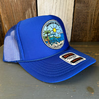 Hermosa Beach SHOREFRONT High Crown Trucker Hat - Royal Blue (Curved Brim)