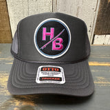 Hermosa Beach SO PITTED! :: HB SURFBOARD High Crown Trucker Hat - Charcoal (Curved Brim)