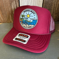 Hermosa Beach SHOREFRONT High Crown Trucker Hat - Burgundy Maroon