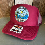 Hermosa Beach SHOREFRONT High Crown Trucker Hat - Burgundy Maroon