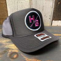 Hermosa Beach SO PITTED! :: HB SURFBOARD High Crown Trucker Hat - Charcoal (Curved Brim)