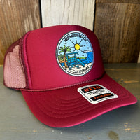 Hermosa Beach SHOREFRONT High Crown Trucker Hat - Burgundy Maroon