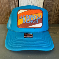 Hermosa Beach GOLF CARTS & YOGA PANTS High Crown Trucker Hat - Turquoise Blue