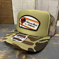 Hermosa Beach RETRO SUNSET Trucker Hat - CAMOUFLAGE (Loden Green/Camo)