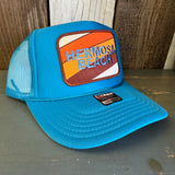 Hermosa Beach GOLF CARTS & YOGA PANTS High Crown Trucker Hat - Turquoise Blue