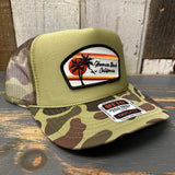 Hermosa Beach RETRO SUNSET Trucker Hat - CAMOUFLAGE (Loden Green/Camo)