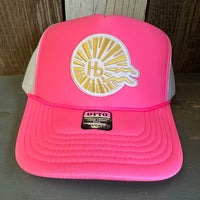 Hermosa Beach CLASSIC LOGO Trucker Hat - Neon Pink/White
