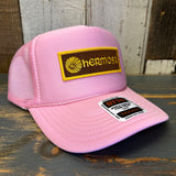 Hermosa Beach AS REAL AS THE STREETS High Crown Trucker Hat - Pink