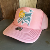 Hermosa Beach LIFEGUARD TOWER High Crown Trucker Hat - Pink