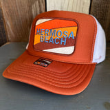 Hermosa Beach GOLF CARTS & YOGA PANTS High Crown Trucker Hat - Texas Orange/White