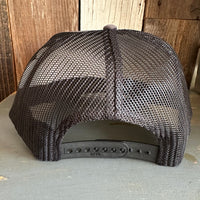 Hermosa Beach SUNBEAMS High Crown Trucker Hat - Charcoal/Black (Curved Brim)
