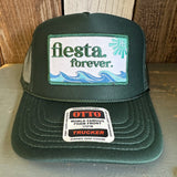 Hermosa Beach FIESTA FOREVER High Crown Trucker Hat - Dark Green