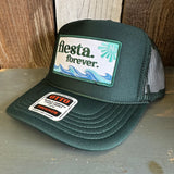 Hermosa Beach FIESTA FOREVER High Crown Trucker Hat - Dark Green