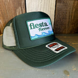 Hermosa Beach FIESTA FOREVER High Crown Trucker Hat - Dark Green