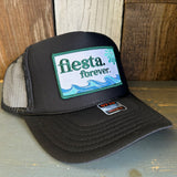 Hermosa Beach FIESTA FOREVER High Crown Trucker Hat - Black (Curved Brim)