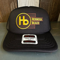 Hermosa Beach THE NEW STYLE High Crown PREMIUM Trucker Hat - Black (Curved Brim)