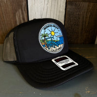 Hermosa Beach SHOREFRONT High Crown PREMIUM Trucker Hat - Black (Curved Brim)