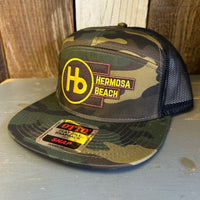 Hermosa Beach THE NEW STYLE 7 Panel Mid Profile Trucker Snapback Hat - Camo/Black