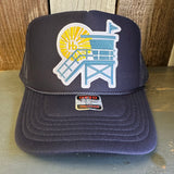 Hermosa Beach LIFEGUARD TOWER High Crown Trucker Hat - Navy