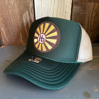 Hermosa Beach SUNBEAMS High Crown Trucker Hat - Dark Green/Khaki