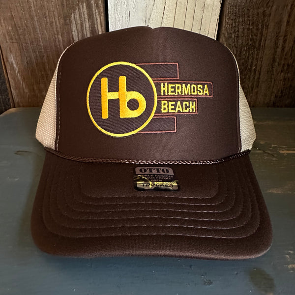 Hermosa Beach THE NEW STYLE High Crown Trucker Hat - Khaki/Brown