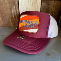 Hermosa Beach GOLF CARTS & YOGA PANTS Trucker Hat - Maroon/White