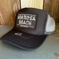 Hermosa Beach ROPER High Crown Trucker Hat - Black/Charcoal/Black (Curved Brim)