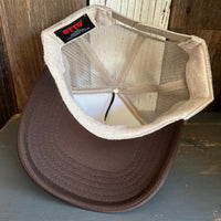 Hermosa Beach AS REAL AS THE STREETS High Crown Trucker Hat - Khaki/Brown