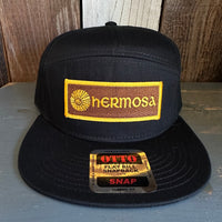 Hermosa Beach AS REAL AS THE STREETS 7 Panel Snapback Hat - Black