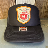 SMOKEY BEAR :: ONLY YOU CAN PREVENT FOREST FIRES High Crown Trucker Hat - Black (Curved Brim)