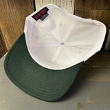 SOUTH BAY SURF (Multi Colored Patch) 5 Panel Mid Profile Baseball Cap - Dark Green/White