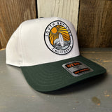 SOUTH BAY SURF (Multi Colored Patch) 5 Panel Mid Profile Baseball Cap - Dark Green/White