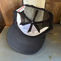 Hermosa Beach CLASSIC LOGO - 5 Panel Mid Profile Trucker Hat - Black