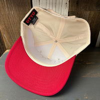 Hermosa Beach CLASSIC LOGO 5 Panel Mid Profile Baseball Cap - Red/Khaki