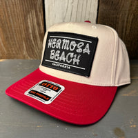 Hermosa Beach ROPER 5 Panel Mid Profile Baseball Cap - Red/Khaki